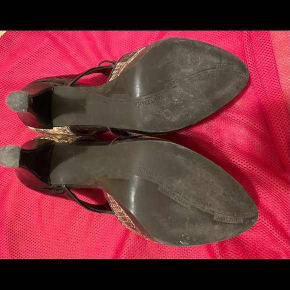 Brown-multi leather Stuart Weitzman heels. Sz. 8 - Picture 4 of 7